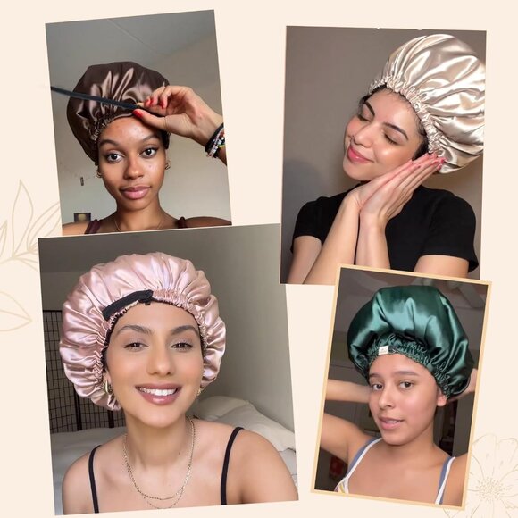 Women Satin Bonnet Silk Bonnet for Sleeping Hair Bonnets for Curly Natural Hair - Picture 5 of 6